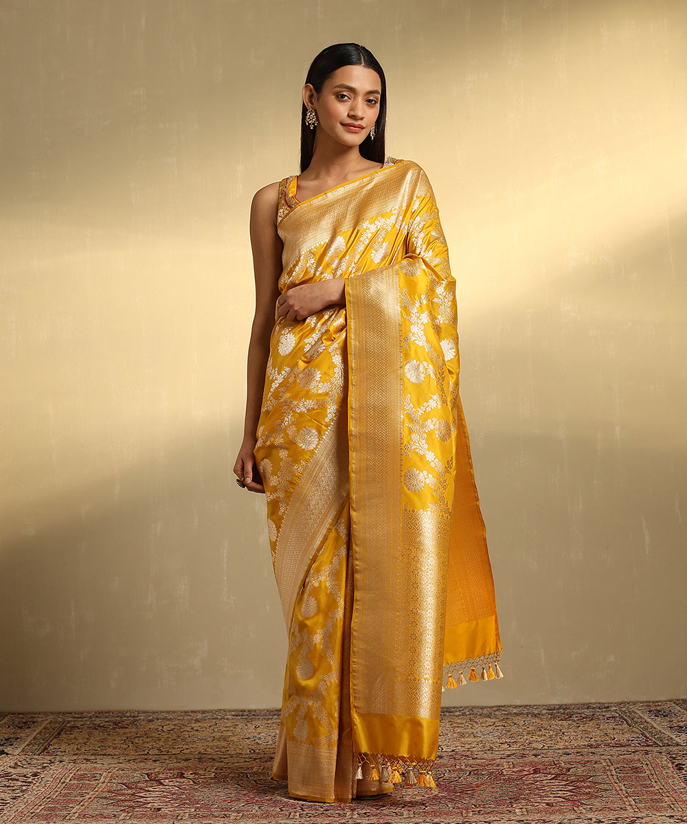 Handloom_Mustard_Pure_Katan_Silk_Jangla_Banarasi_Saree_With_Cutwork_Weave_WeaverStory_01