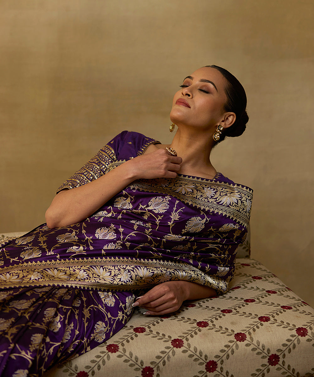 Handloom_Purple_Pure_Katan_Silk_Kadhwa_Banarasi_Saree_With_Gold_And_Silver_Zari_WeaverStory_01