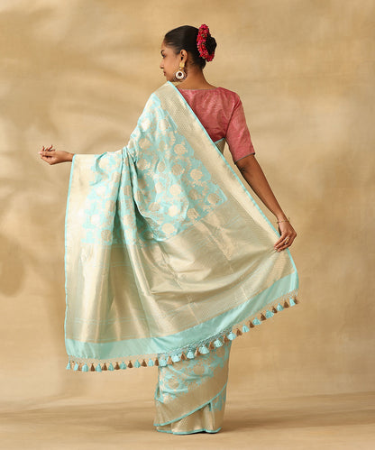 Sky_Blue_Handloom_Pure_Katan_Silk_Banarasi_Saree_With_Champagne_Gold_Zari_Cutwork_Floral_Jaal_WeaverStory_03