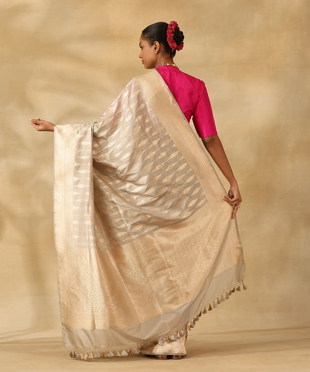 Light_Grey_Handloom_Pure_Katan_Silk_Banarasi_Saree_With_Champagne_Gold_Zari_Striped_Design_WeaverStory_03