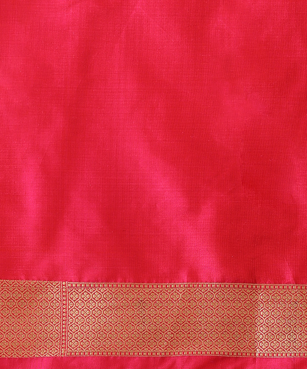 Hot_Pink_Handloom_Pure_Katan_Silk_Banarasi_Saree_With_Gold_Zari_Cutwork_Jaal_WeaverStory_05