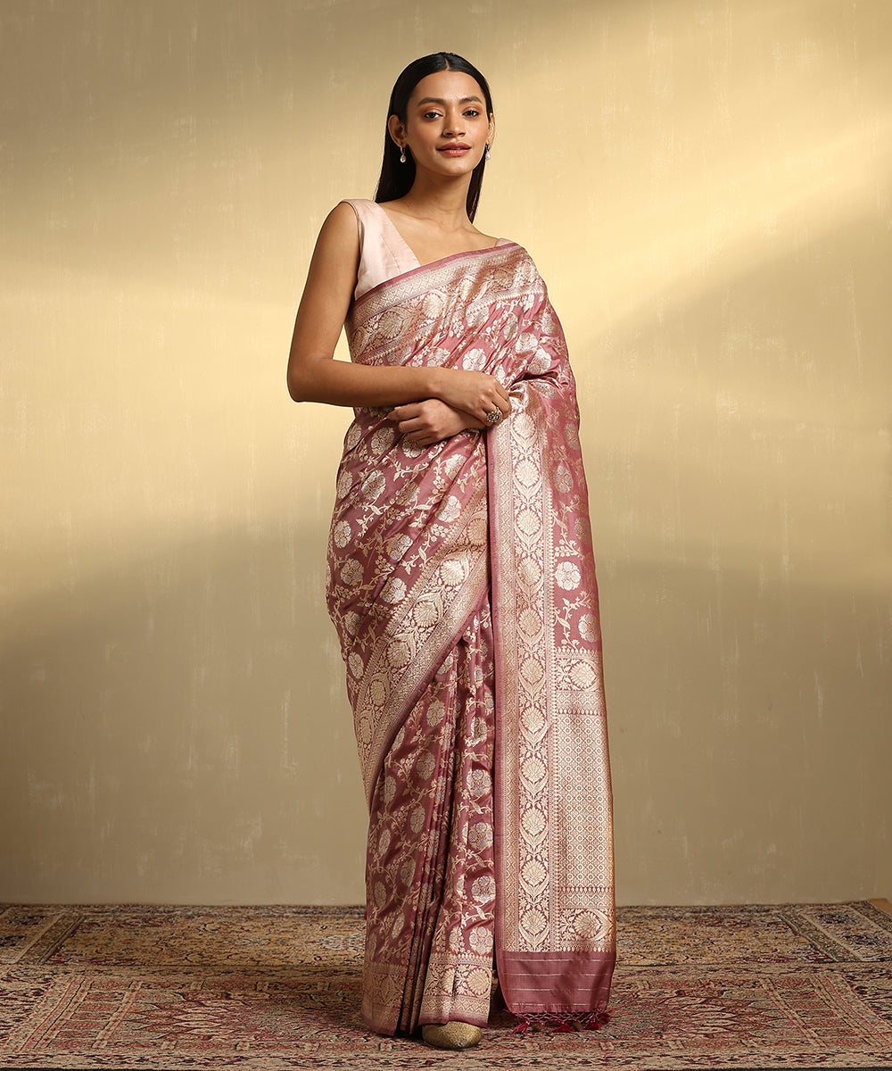 Handloom_Old_Rose_Pure_Katan_Silk_Jangla_Banarasi_Saree_With_Silver_Zari_Meenakari_WeaverStory_01
