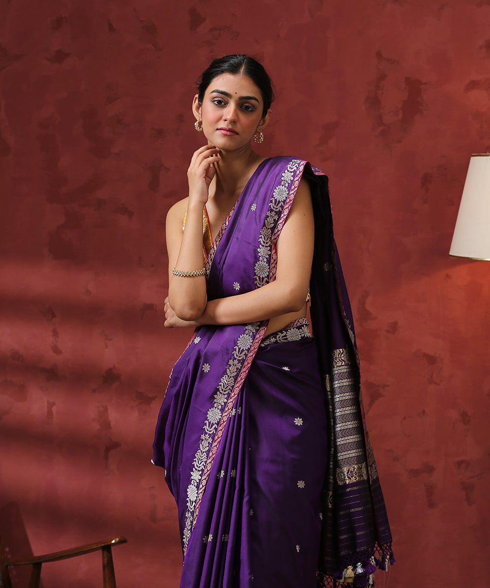 Purple_Handloom_Pure_Katan_Silk_Banarasi_Saree_WeaverStory_01