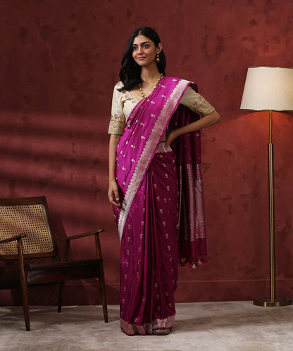 Handloom_Purple_Pure_Katan_Silk_Banarasi_Booti_Saree_WeaverStory_02