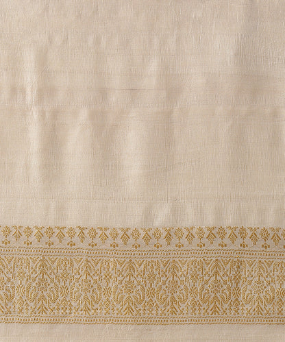 Handloom_Beige_Tussar_Georgette_Sona_Rupa_Boota_Banarasi_Saree_With_Gold_Border_WeaverStory_05