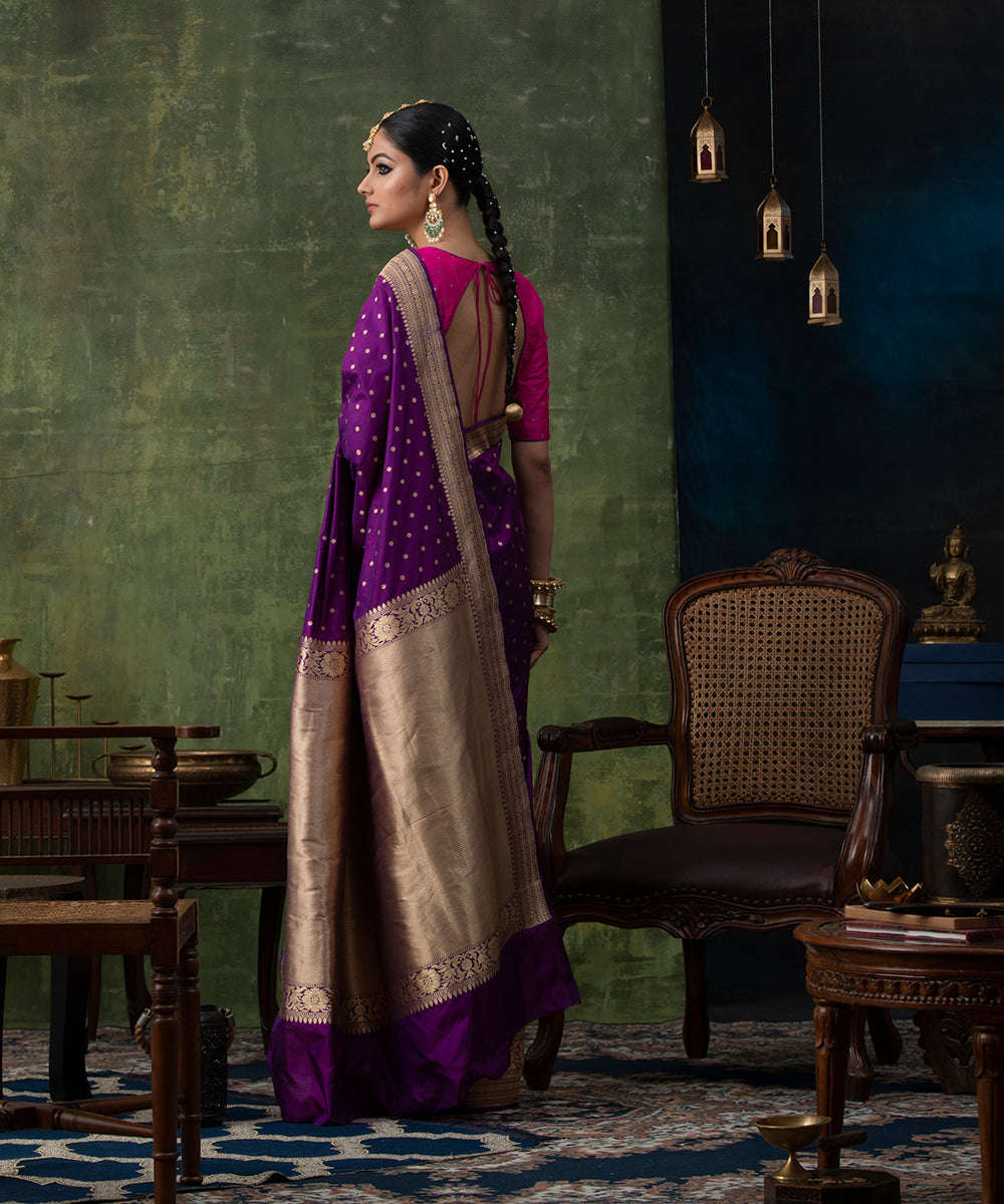 Handloom_Purple_Pure_Katan_Silk_Banarasi_Saree_with_Small_Booti_WeaverStory_03