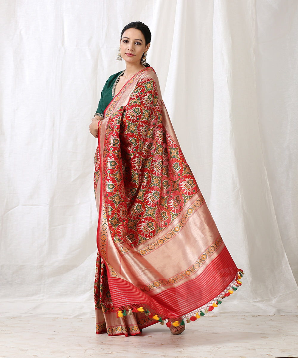 Red_Handloom_Pure_Katan_Silk_Banarasi_Patola_Saree_with_Elephant_Motifs_WeaverStory_02