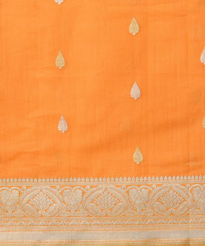 Handloom_Orange_Pure_Cotton_Banarasi_Saree_with_Sona_Rupa_Booti_WeaverStory_05