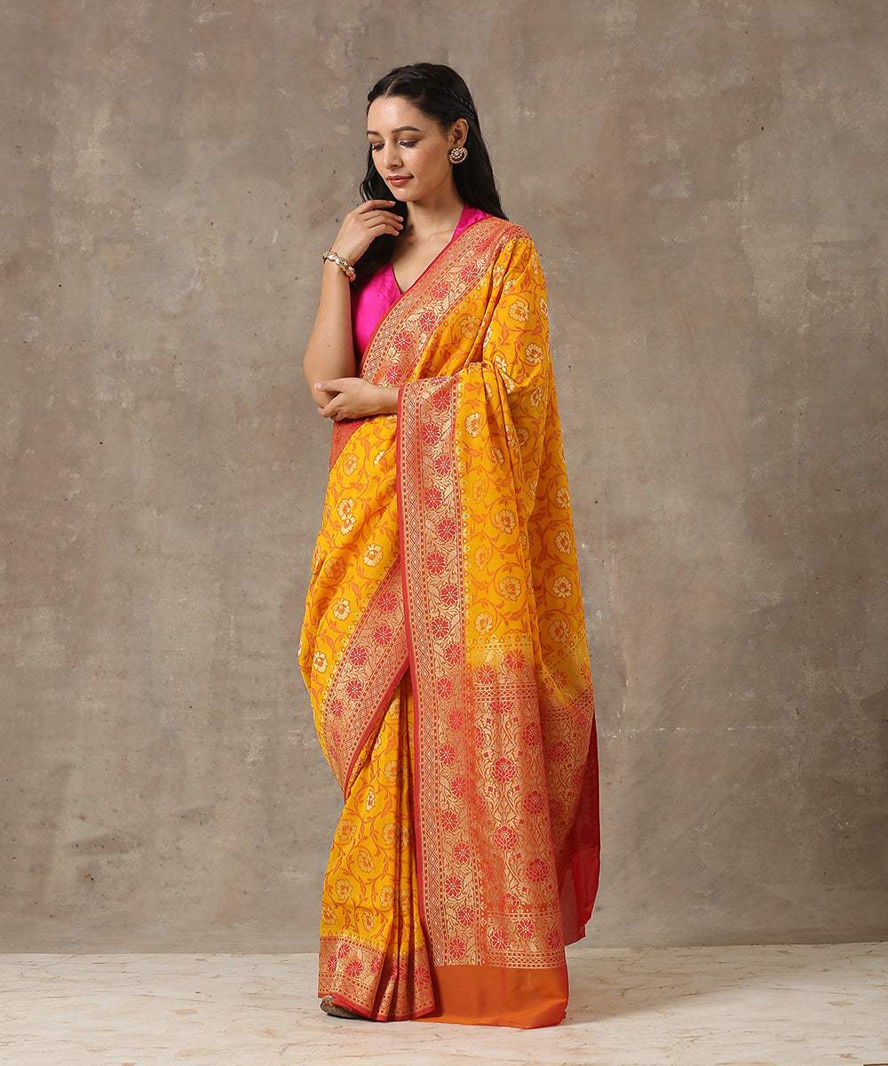 Yellow_Handloom_Katan_Georgette_Banarasi_Patola_Saree_with_Gold_Boota_WeaverStory_02