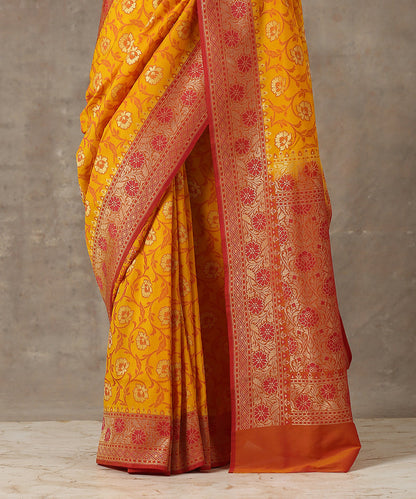 Yellow_Handloom_Katan_Georgette_Banarasi_Patola_Saree_with_Gold_Boota_WeaverStory_04