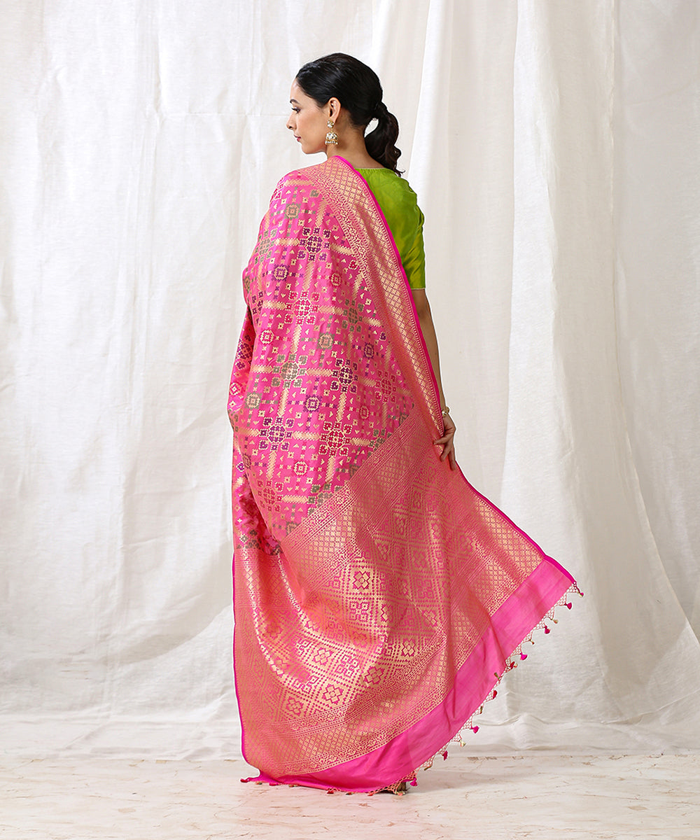 Handloom_Pink_Pure_Katan_Silk_Banarasi_Patola_Saree_with_Meenakari_WeaverStory_03