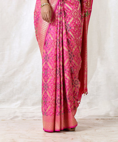 Handloom_Pink_Pure_Katan_Silk_Banarasi_Patola_Saree_with_Meenakari_WeaverStory_04