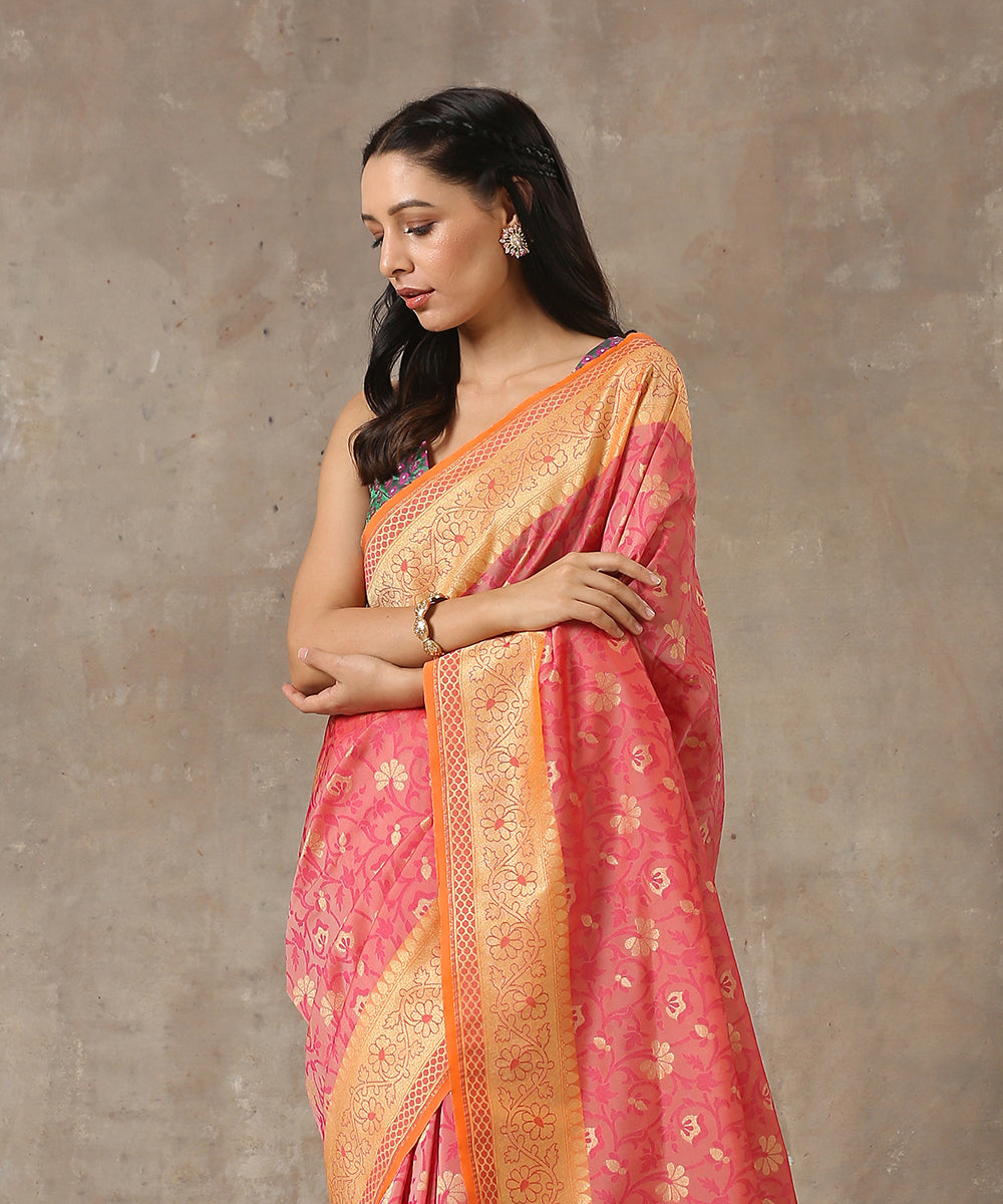 Handloom_Orange_and_Pink_Katan_Georgette_Banarasi_Patola_Saree_WeaverStory_01