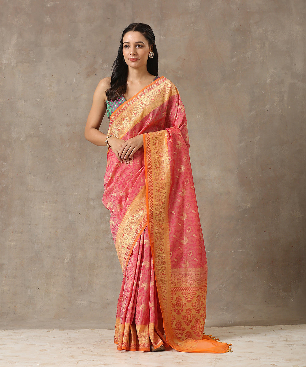 Handloom_Orange_and_Pink_Katan_Georgette_Banarasi_Patola_Saree_WeaverStory_02