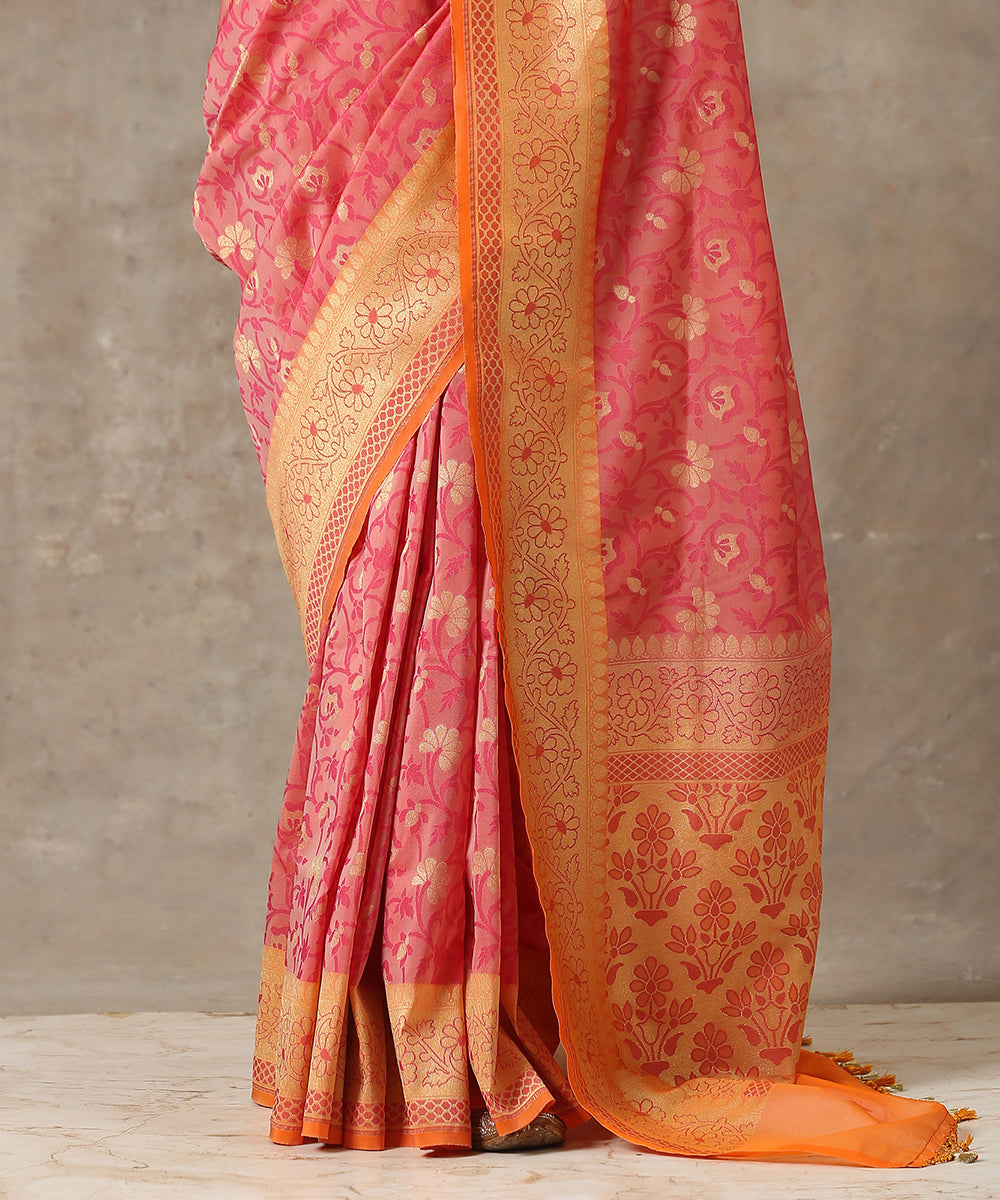 Handloom_Orange_and_Pink_Katan_Georgette_Banarasi_Patola_Saree_WeaverStory_04