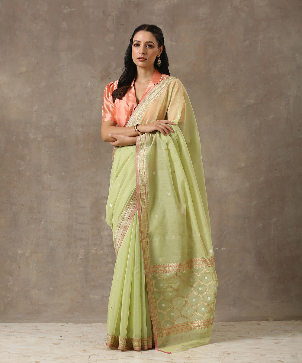 Green_Handloom_Pure_Cotton_Banarasi_Saree_with_Kadhwa_Weave_WeaverStory_02
