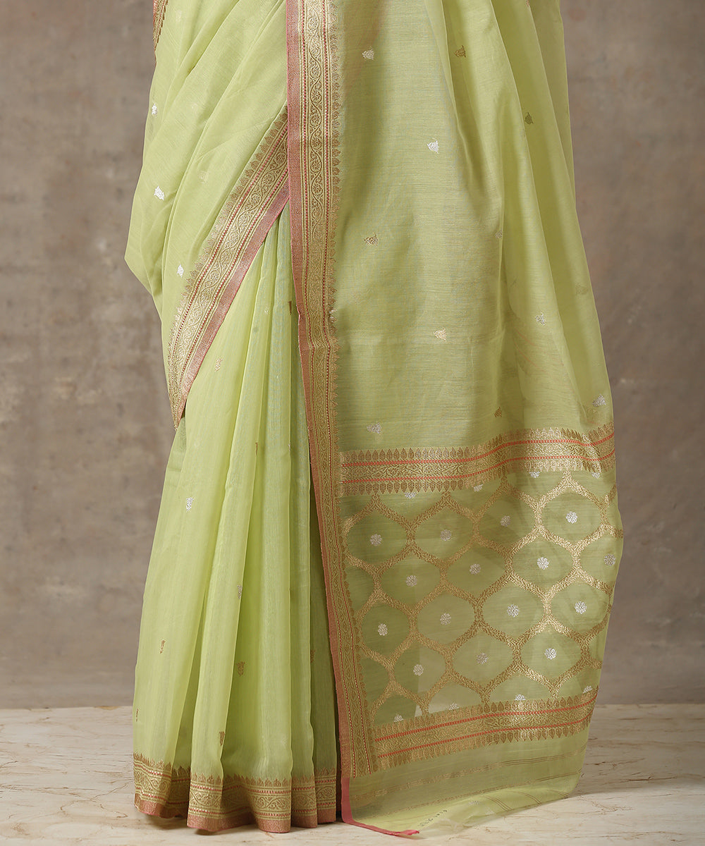Green_Handloom_Pure_Cotton_Banarasi_Saree_with_Kadhwa_Weave_WeaverStory_04