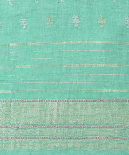 Sea_Green_Handloom_Pure_Cotton_Banarasi_Saree_with_Cutwork_Jamdani_Booti_WeaverStory_05