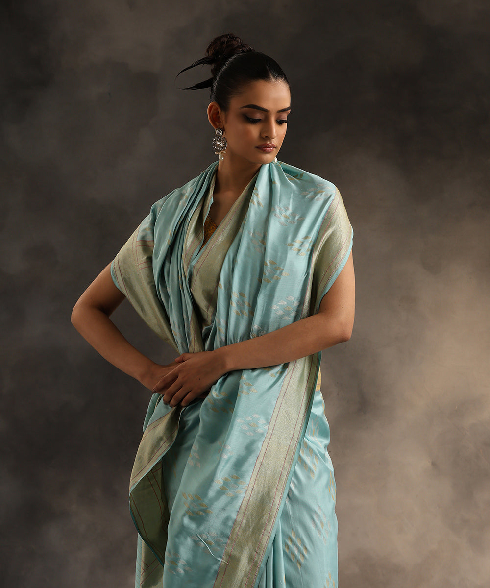 Blue_Handloom_Pure_Katan_Silk_Ektara_Jamdani_Banarasi_Saree_WeaverStory_01