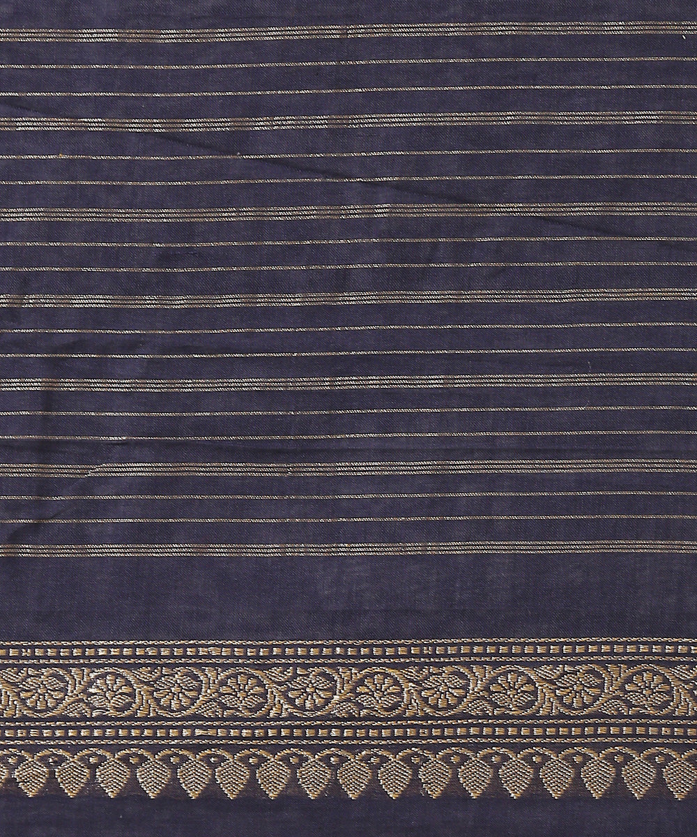 Handloom_Navy_Blue_Pure_Cotton_Banarasi_Jamdani_Saree_With_Red_And_Black_Border_WeaverStory_05