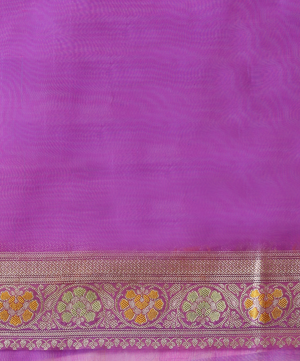 Purple_Handloom_Organza_Banarasi_Saree_With_Meenakari_Border_And_Small_Booti_WeaverStory_05