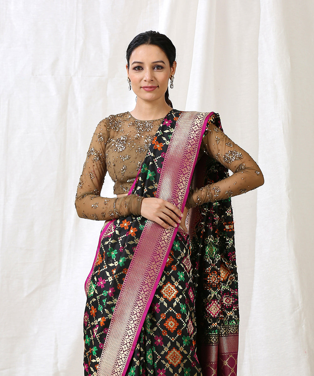 Handloom_Black_Pure_Katan_Silk_Banarasi_Saree_Patola_with_Cutwork_Weave_WeaverStory_01