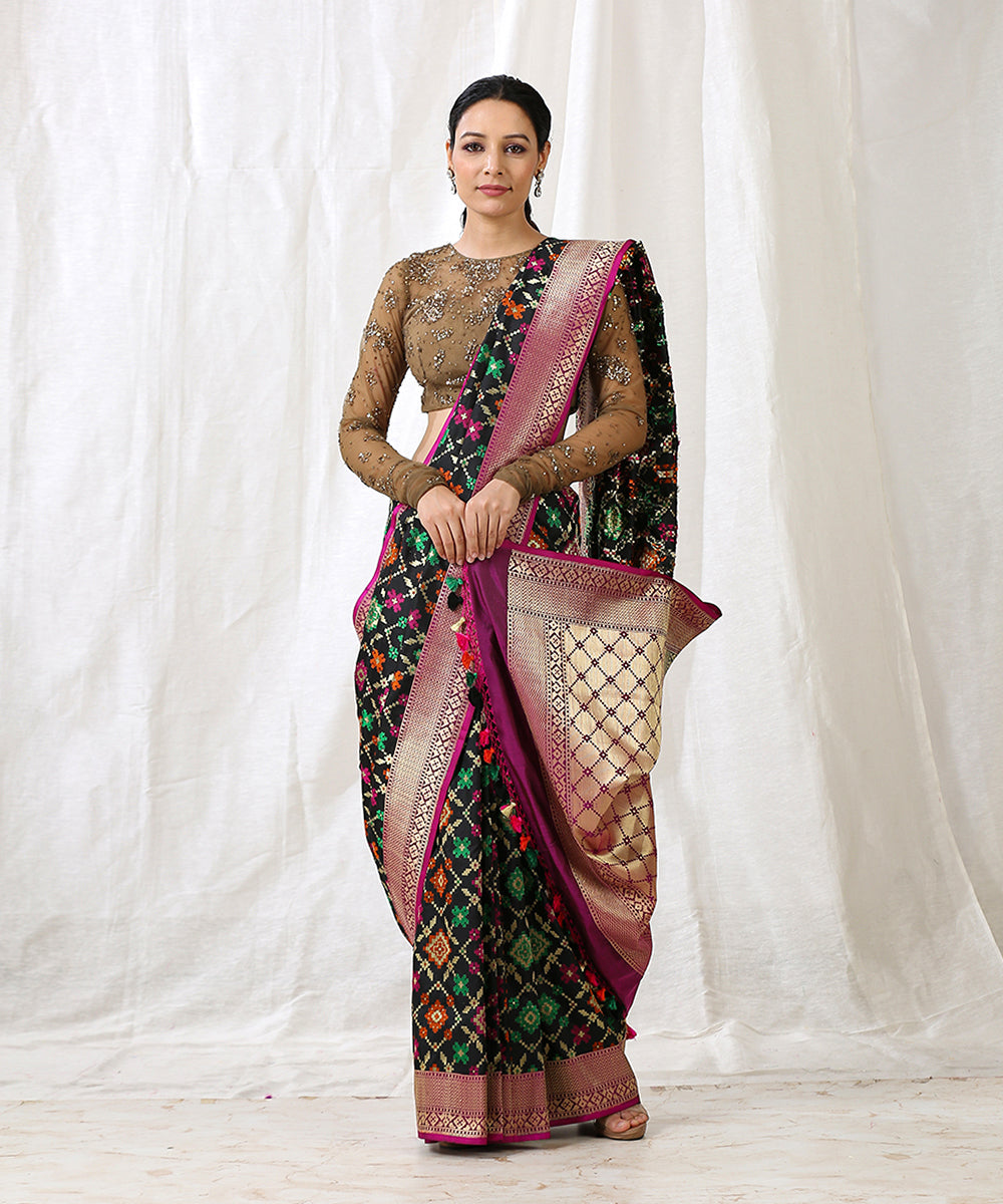 Handloom_Black_Pure_Katan_Silk_Banarasi_Saree_Patola_with_Cutwork_Weave_WeaverStory_02