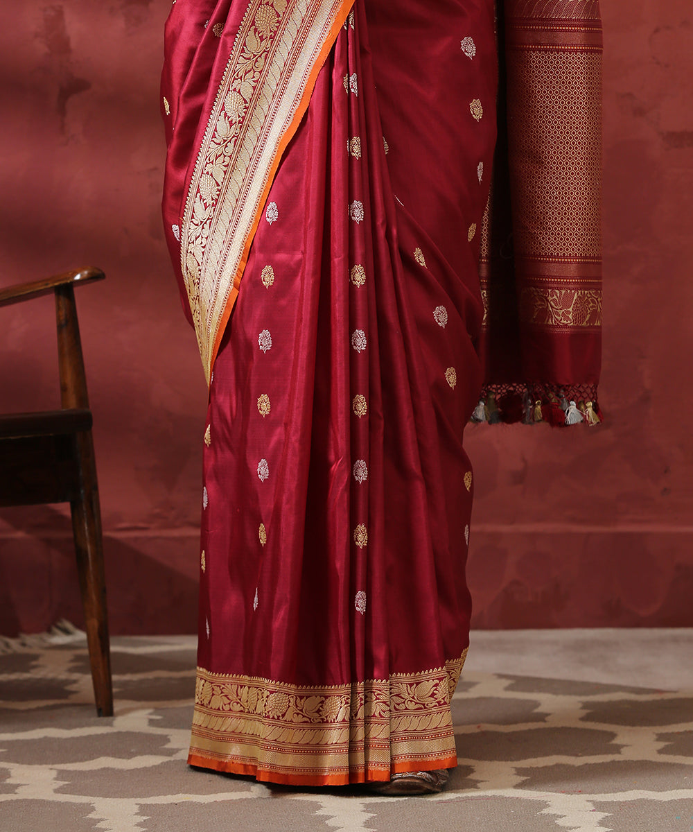 Handloom_Wine_Pure_Katan_Silk_Banarasi_Saree_WeaverStory_04