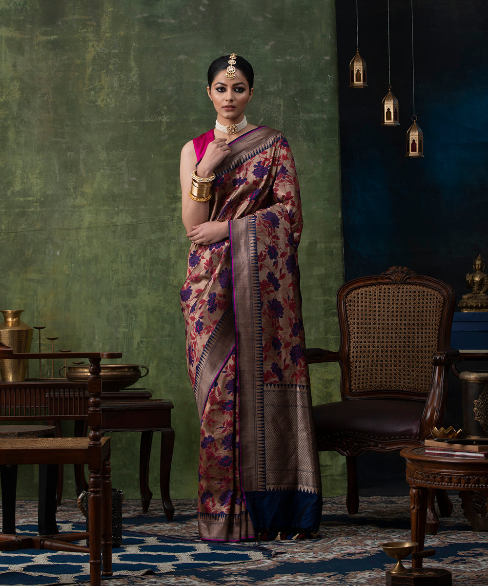 Handloom_Copper_And_Blue_Pure_Katan_Silk_Banarasi_Saree_with_Meenakari_Jaal_WeaverStory_02