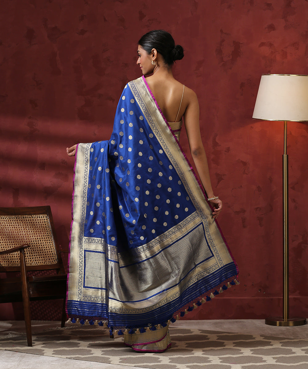 Blue_Handloom_Ashrafi_Booti_Pure_Katan_Silk_Banarasi_Saree_WeaverStory_03