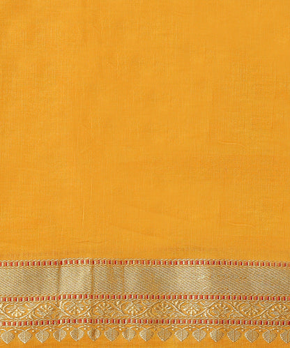 Handloom_Mustard_Cotton_Jamdani_Banarasi_Saree_with_Boota_WeaverStory_05