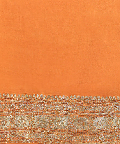 Handloom_Yellow_and_orange_Georgette_Banarasi_Saree_With_Border_with_Kadhwa_Border_WeaverStory_05