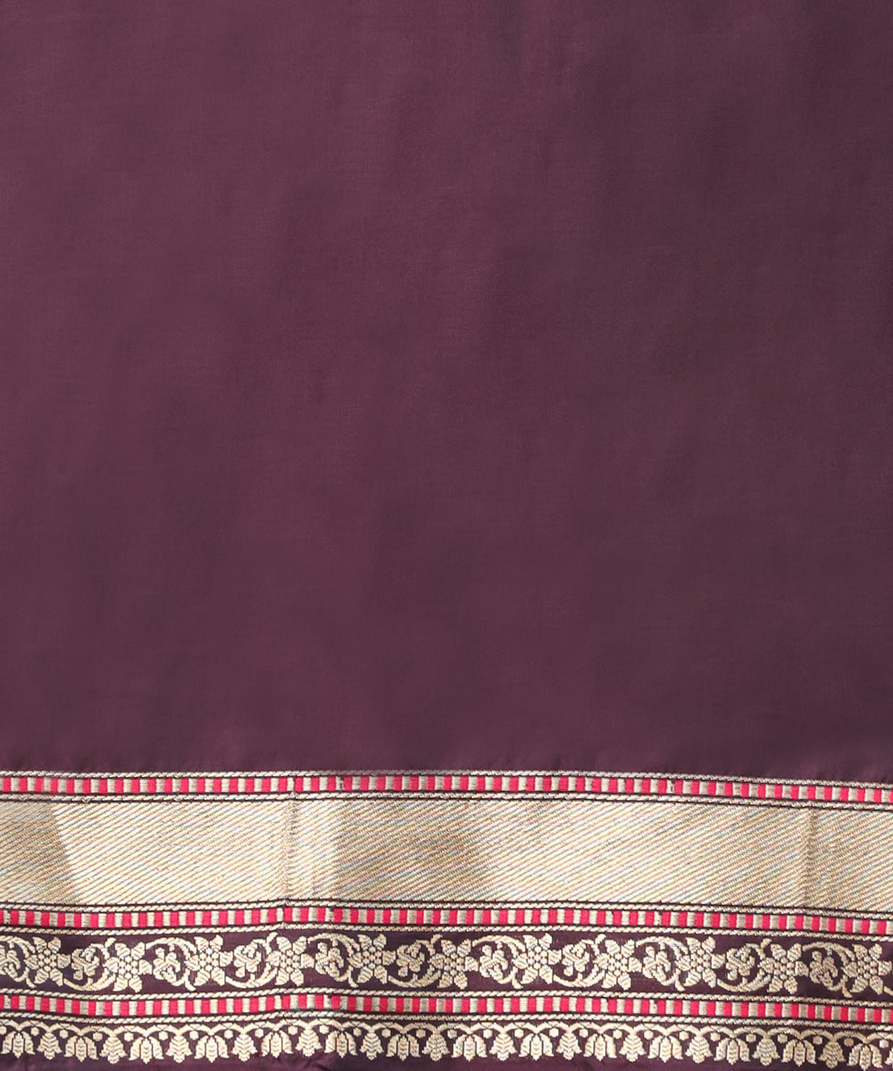 Handloom_Dark_Wine_Pure_Katan_Silk_Kimkhab_Banarasi_Saree_With_Pink_Selvedge_WeaverStory_05