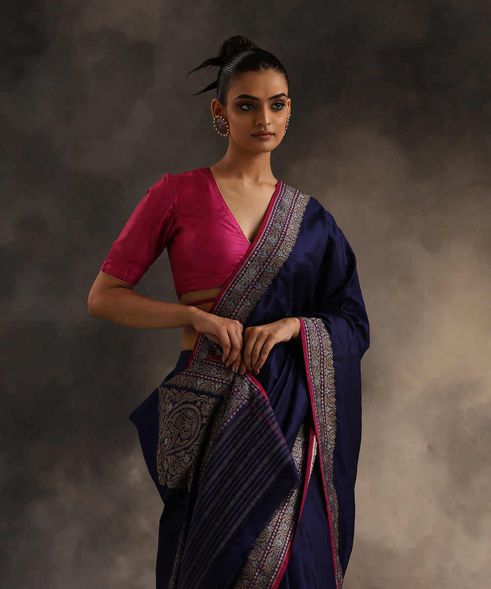 Blue_Handloom_Pure_Katan_Silk_Ektara_Banarasi_Saree_With_Konia_WeaverStory_01