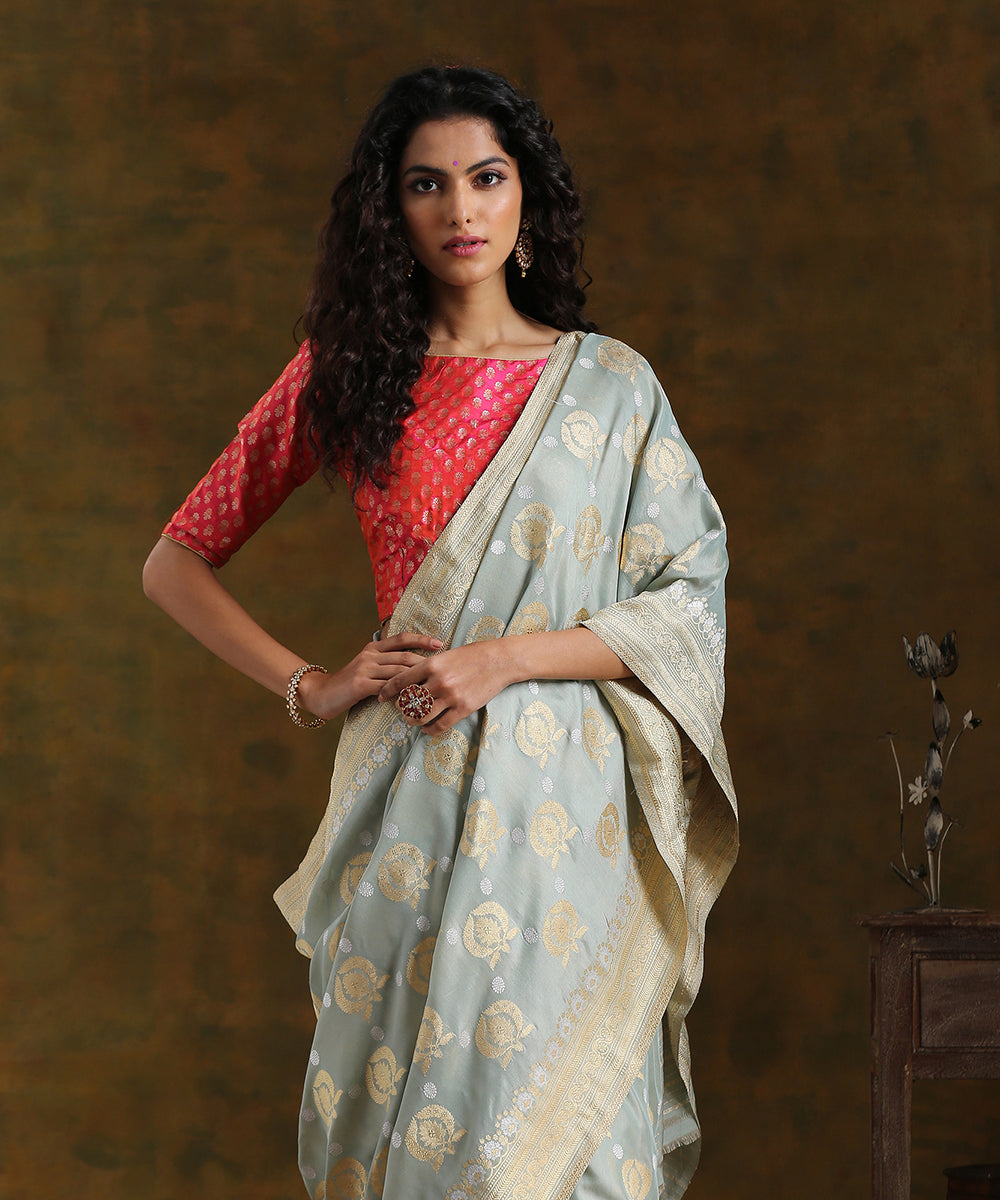 Handloom_Sage_Green_Pure_Katan_Silk_Banarasi_Saree_Kadhwa_Boota_WeaverStory_01