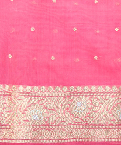 Handloom_Candy_Pink_Kadhwa_Organza_Banarasi_Saree_with_Booti_WeaverStory_05