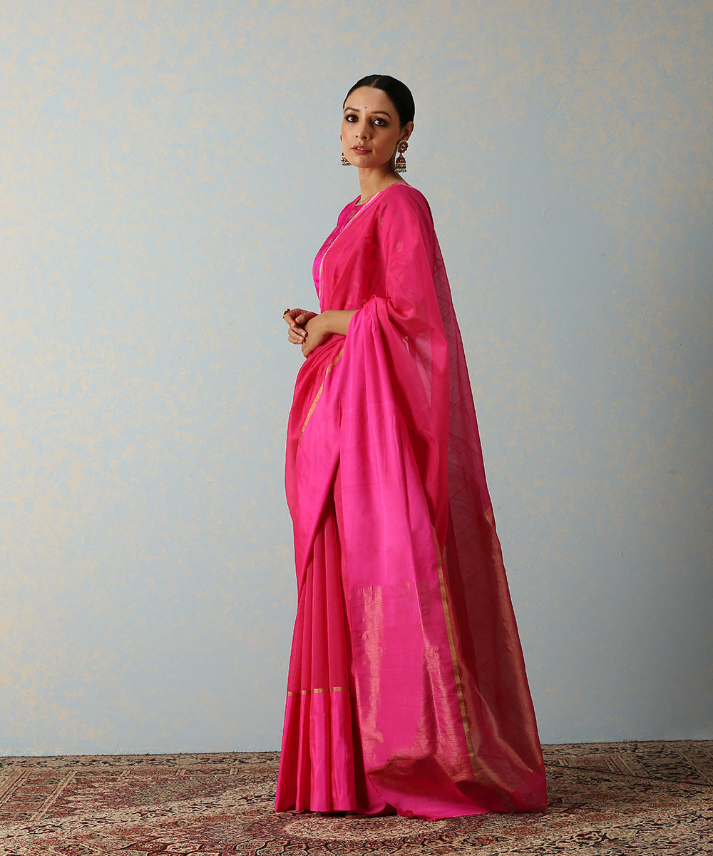 Handloom_Pink_Cotton_Chanderi_Saree_With_11_Inches_Border_WeaverStory_02