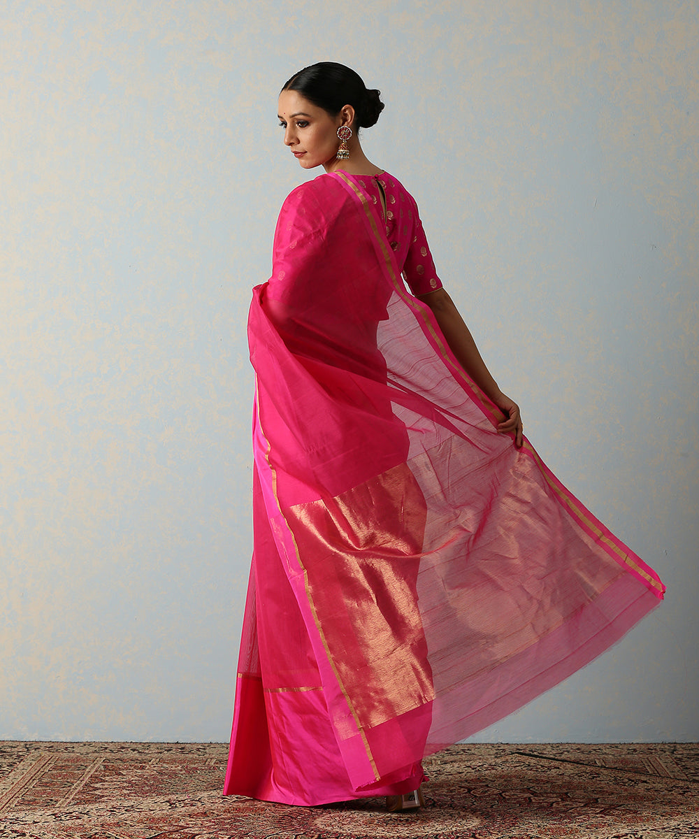 Handloom_Pink_Cotton_Chanderi_Saree_With_11_Inches_Border_WeaverStory_03