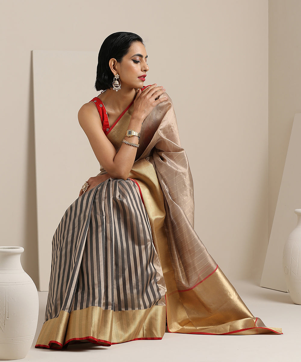 Grey_Handloom_Striped_Silk_Chanderi_Saree_with_Red_Selvedge_WeaverStory_01