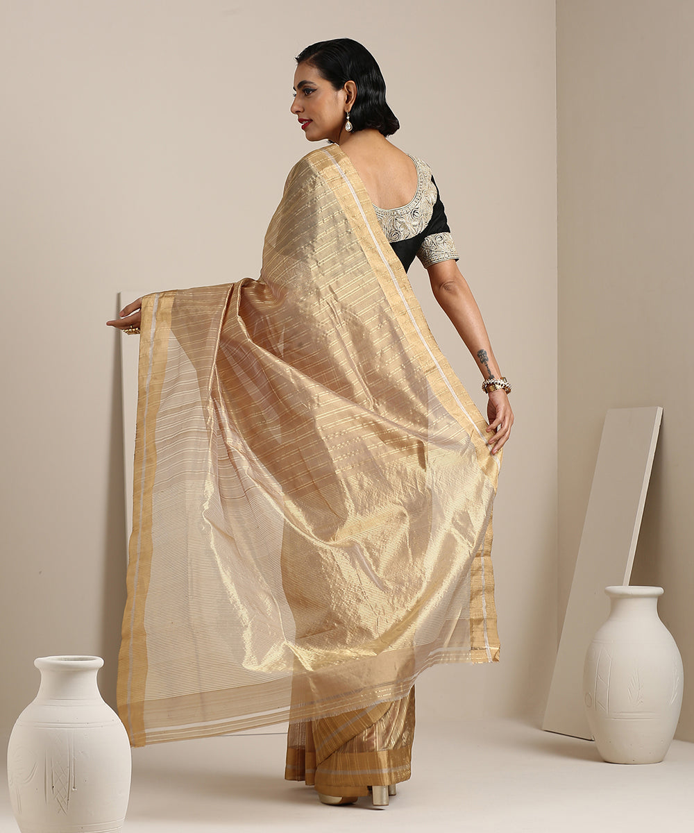 Handloom_Gold_Striped_Chanderi_Silk_Saree_with_Gold_Border_WeaverStory_03