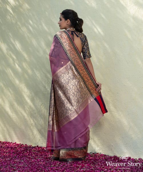 Mauve_Handloom_Kora_Silk_Banarasi_saree_With_Multicolor_Kadhwa_Meenakari_Border_WeaverStory_02