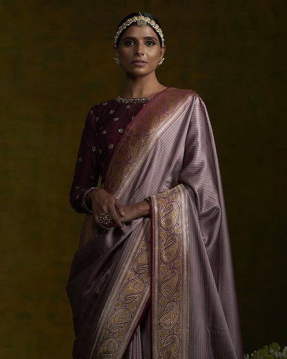 Purple_Handloom_Vertical_Stripes_Banarasi_Saree_with_Paisley_Broad_Border_WeaverStory_01