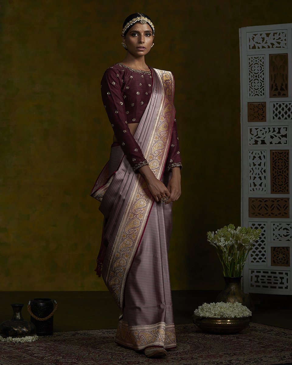 Purple_Handloom_Vertical_Stripes_Banarasi_Saree_with_Paisley_Broad_Border_WeaverStory_02