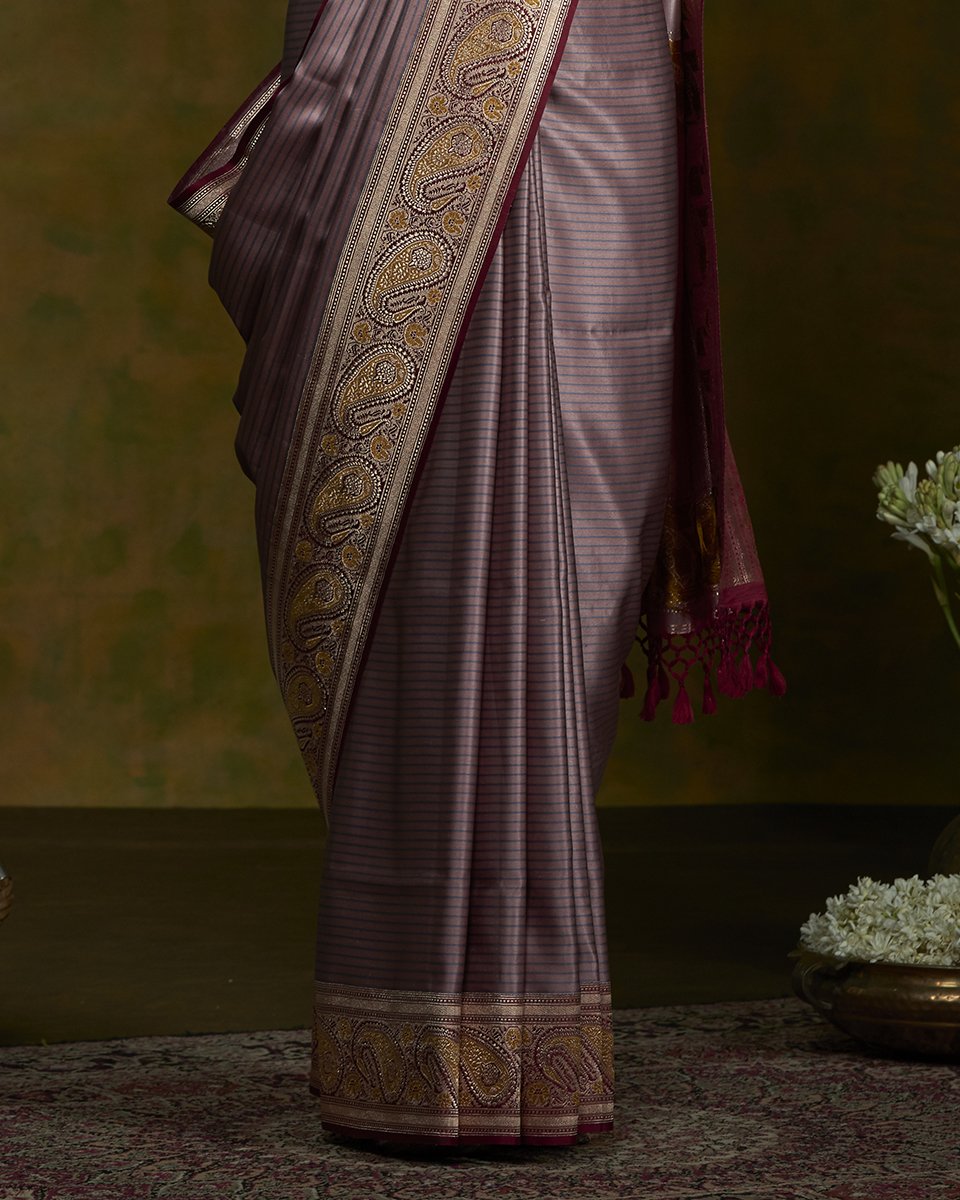 Purple_Handloom_Vertical_Stripes_Banarasi_Saree_with_Paisley_Broad_Border_WeaverStory_04