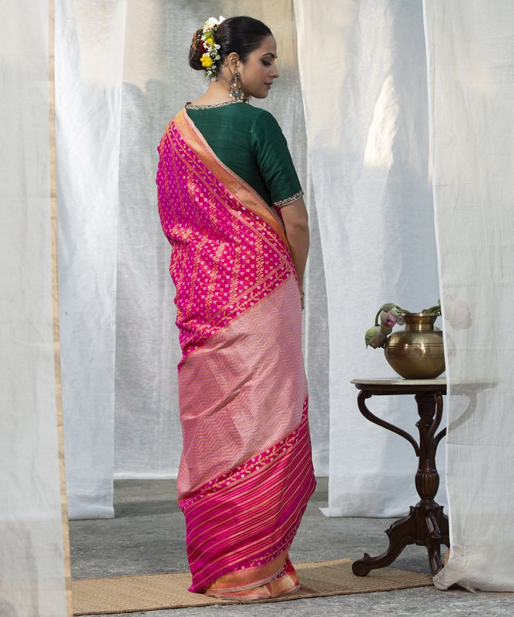 Pink_Handloom_Pure_Katan_Silk_Banarasi_Saree_with_Cutwork_Booti_Aada_Jaal_WeaverStory_03