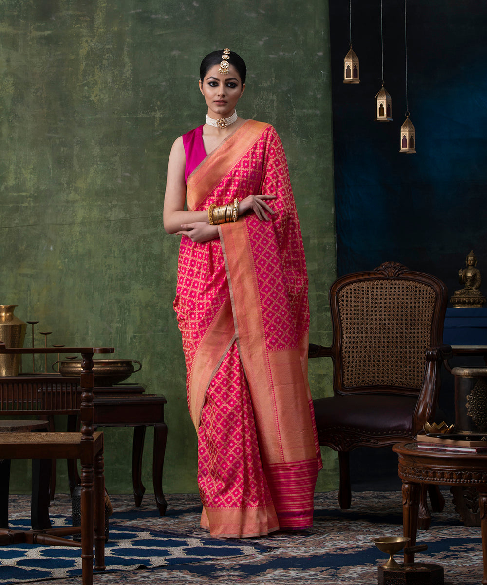 Handloom_Pink_Pure_Katan_Silk_Banarasi_Saree_with_Jaal_WeaverStory_02