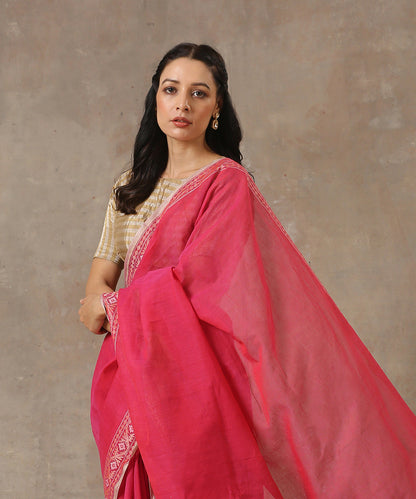 Pink_Handloom_Cotton_Banarasi_Jamdani_Saree_with_Zari_Border_WeaverStory_01