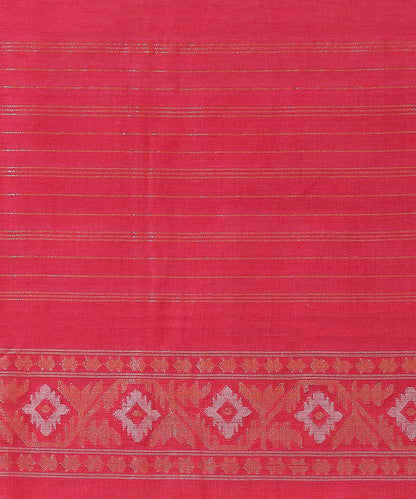 Pink_Handloom_Cotton_Banarasi_Jamdani_Saree_with_Zari_Border_WeaverStory_05