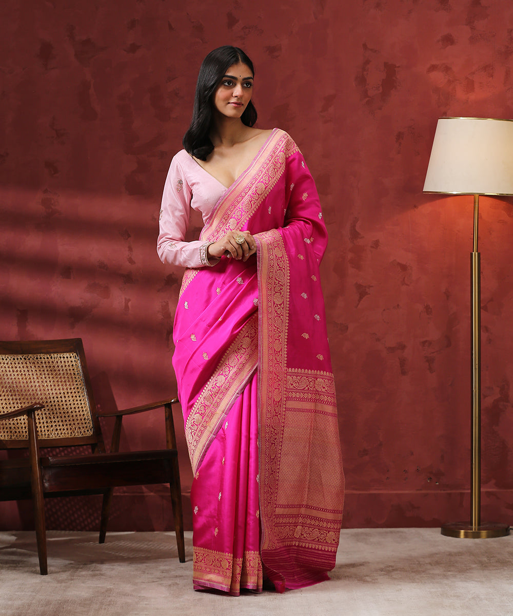 Handloom_Pink_Ektara_Pure_Katan_Silk_Banarasi_Saree_WeaverStory_02