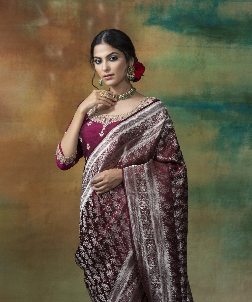 Handloom_Coke_Brown_Tissue_Weft_Tanchoi_Banarasi_Saree_With_Silver_Zari_WeaverStory_01